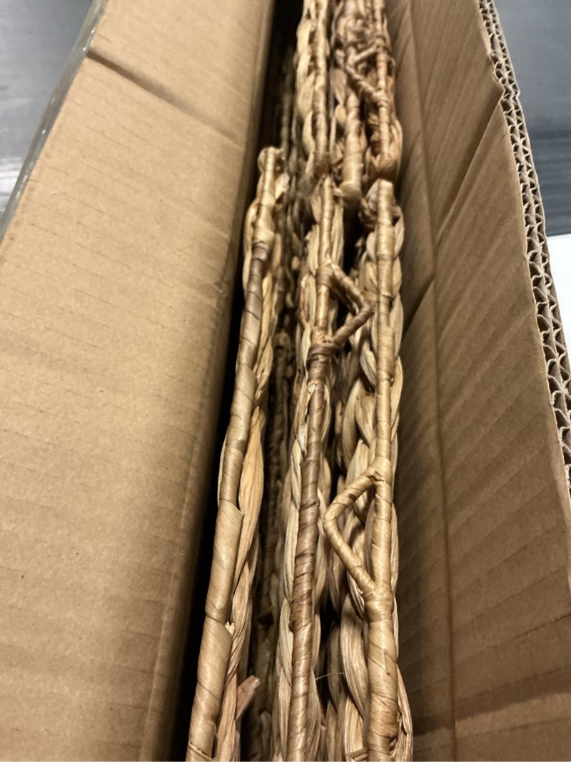 Condition photo showing Good Condition for Seville Classics Premium Natural Handwoven Portable Laundry Bin Basket with Carrying Handles, Household Storage for Clothes, Linens, Sheets, Toys, Natural Water Hyacinth, Rectangular (2-Pack) Natural Water Hyacinth Rectangular (2-Pack)
