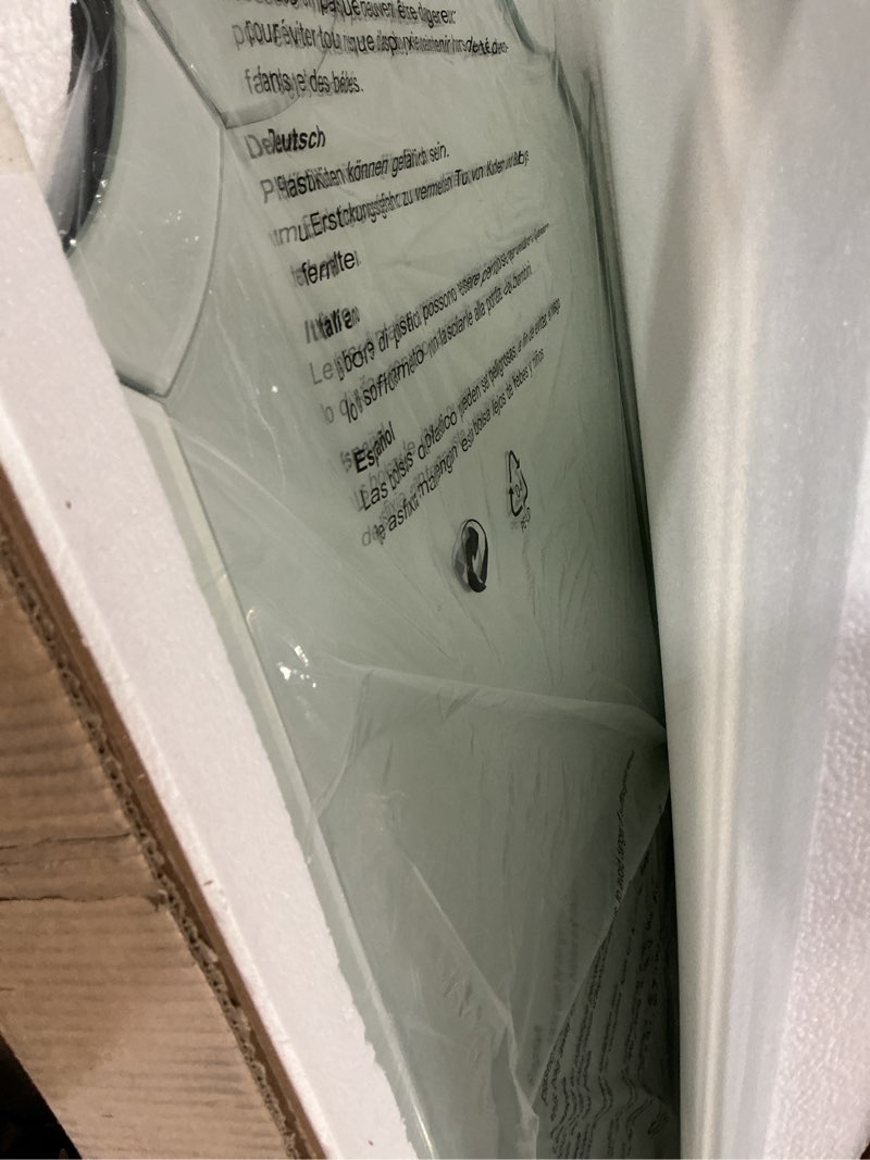 Condition photo showing As Is for Chende 32"x47" Scalloped Large Wall Mirror for Decor Living Room, Arched Decorative Mirror with Clear Glass Frame and Beveled Edge, Modern Vertical/Horizontal Hanging, Gifts for Girls 47"L x 32"W