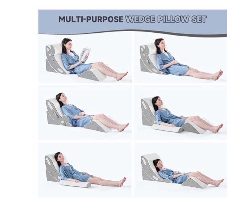 (Similar)Orthopedic Bed Wedge Pillow Set for Sleeping, Post Surgery Foam Pillow for Body, Back and Leg Pain Relief, Triangle Adjustable Support Pillow - Acid Reflux, Anti Snoring & GERD Sleeping