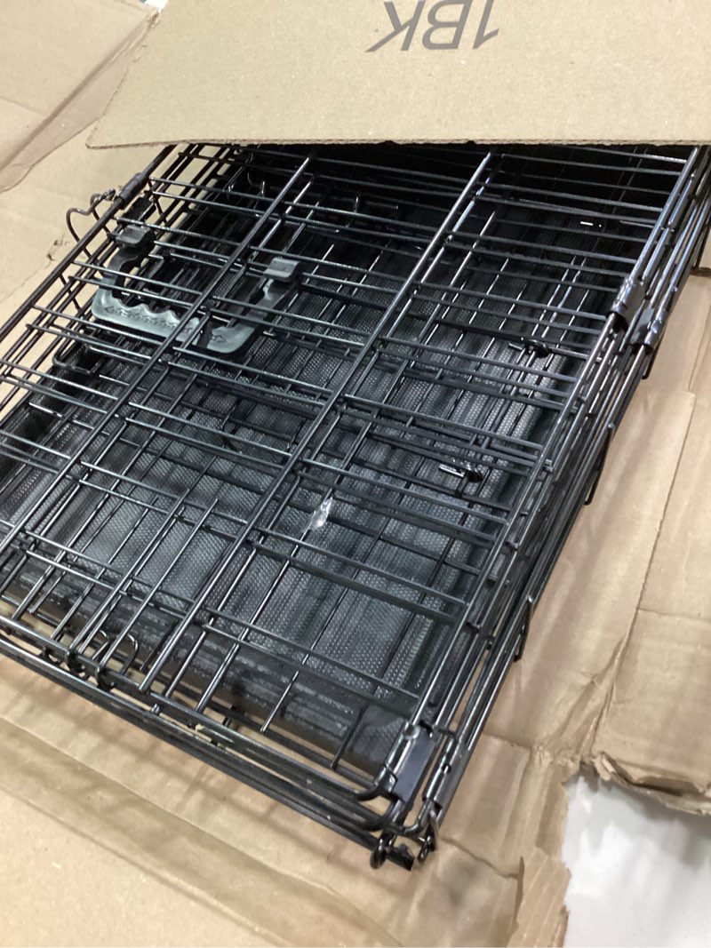 Condition photo showing Good Condition for FDW Dog Crate for Small Dogs 18 Inch Folding Metal Wire Pet Cage Single Door W/Divider Panel Indoor Outdoor Kennel Leak-Proof Plastic Tray,Black Black 18 Inch Single Door