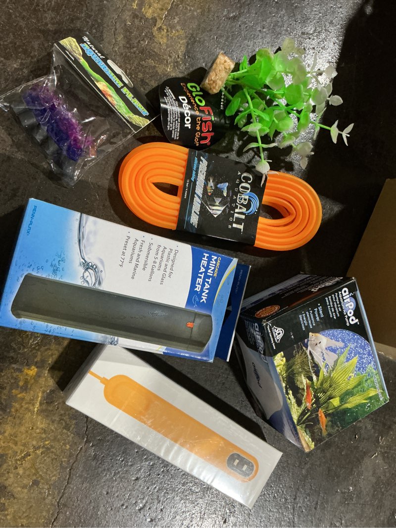 Condition photo showing New/Like New for Aquarium Supplies: Air pump, light, heater, tubing, plants