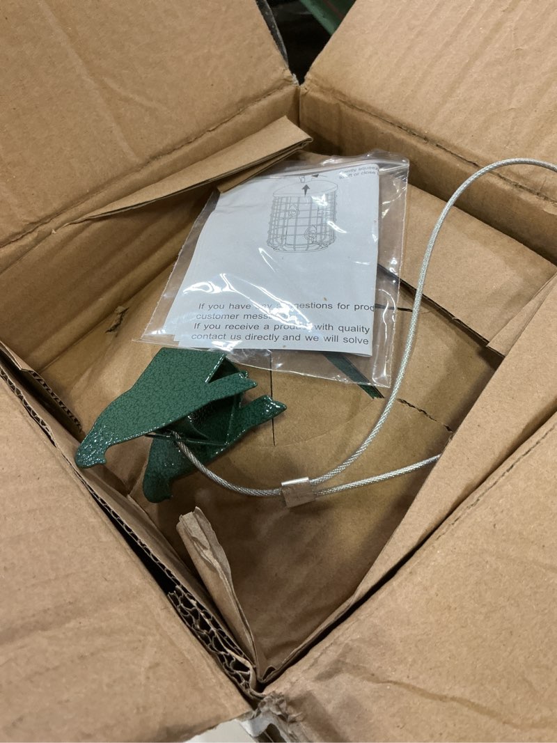 Condition photo showing Good Condition for yinns caged bird feeder for outside, large squirrel proof metal bird feeders 3 lbs, wild bird feeder hanging outdoors tube feeders with 4-ports, waterproof (green) a-green