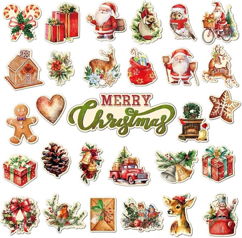 29 Pieces Christmas Refrigerator Magnets Retro Christmas Magnetic Refrigerator Cover Santa Claus Fridge Magnet Stickers Happy Holiday Decoration for Mailbox Locker Fridge Cabinets Home Decor(Retro)