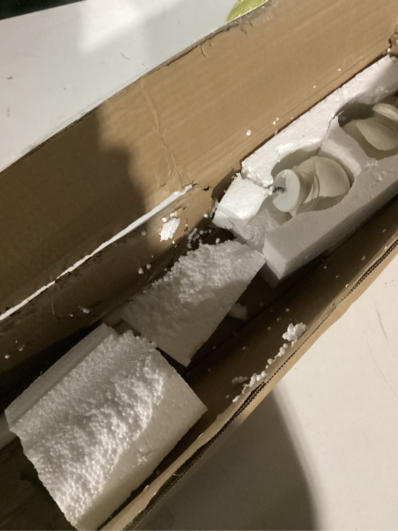 Condition photo showing Good Condition for Elrene Home Fashions Rhinebeck Single Faux-Wood Curtain Rod, For Curtains and Drapery with Rustic Cap Finials, 1-Inch Diameter, 48"-86" Adjustable Rod, White White 48"-86"