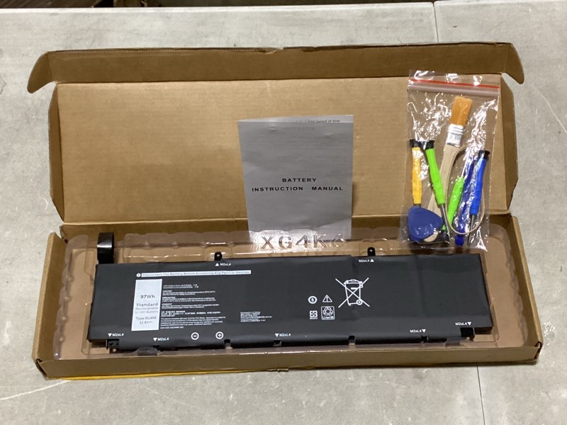 Condition photo showing As Is for xg4k6 laptop battery replacement for dell xps 17 9700 9710 9720 9730 precision 5750 5760 5770 series p92f p92f001 p92f002 p92f003 01rr3 f8cpg of8cpg 5xj6r kvpmy 0yy3v krdhv 11.4v 97wh 8071mah 12.96*3.53*0.19inch xg4k6