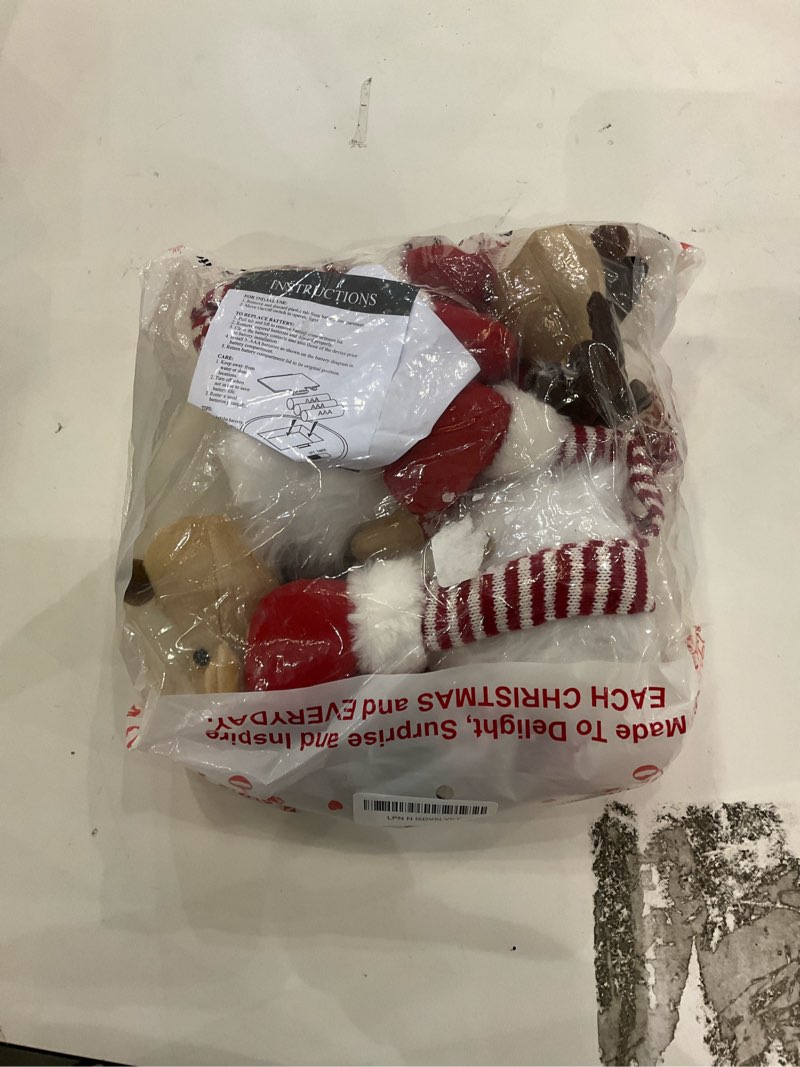 Condition photo showing New/Like New for Juegoal 2 Pack Lighted Christmas Reindeers with Dangling Legs, 23 Inch Handmade Plush Rudolph Elk Figurines, Light Up Deer Holiday Present, Battery Operated Xmas Gifts Tabletop Dinner Party Ornaments