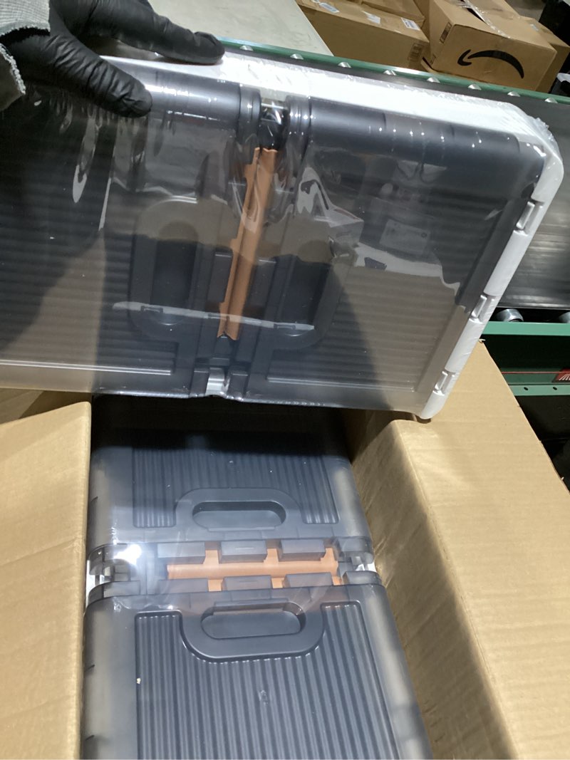 Condition photo showing Good Condition for Storage Bin, Plastic Cabinet, 8.4 Gallon Capacity (32L Per One), 2 Pack, Collapsible Box with Lids, Foldable Drawer, Transparent, Organizers for Home and Office White,Gray 8.4 Gal (32L) × 2