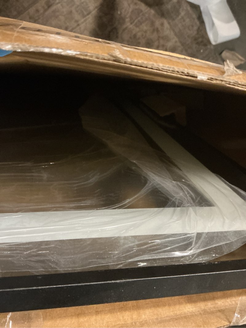 Condition photo showing As Is for S·BAGNO 28’’ Round Led Bathroom Mirror with Lights, Bathroom Vanity Wall Mirror with Buletooth, Anti-Fog, Stepless Dimmable, 3 Colors, Tempered Glass Lighted Makeup Mirror for Bathroom Round-black 27.6"L x 27.6"W