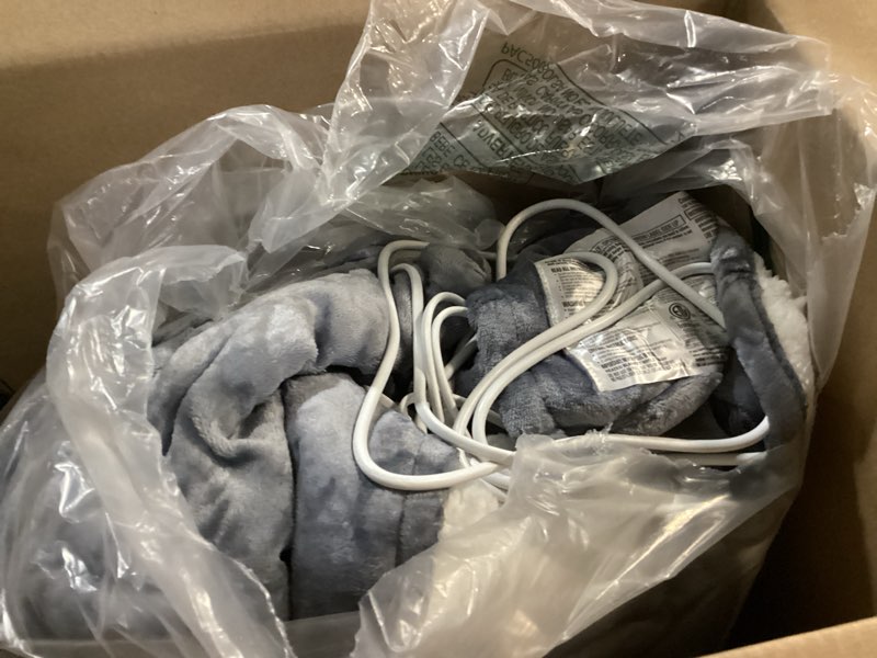 Condition photo showing As Is for bomova heated electric blanket full size - 72" x 84" heating blanket with 10 heating levels & 8 hours auto off, warm flannel blanket, christmas birthday gifts for women ash gray full