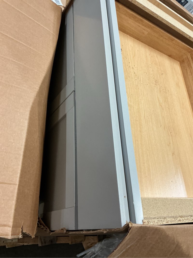 Condition photo showing As Is for courtland 30 in. w x 24 in. d x 34.5 in. h assembled shaker base kitchen cabinet in sterling gray