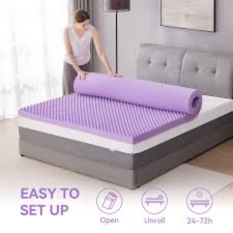 SINWEEK 2 Inch Egg Crate Memory Foam Mattress Topper Twin Size, Soft Mattress Pad for Back Pain Reli