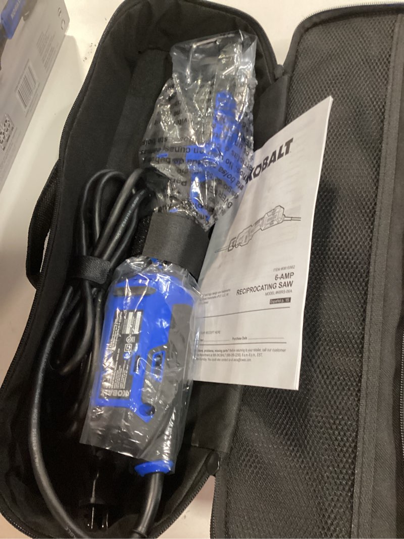 Condition photo showing New/Like New for kobalt 6-amp variable corded reciprocating saw (charger not included)