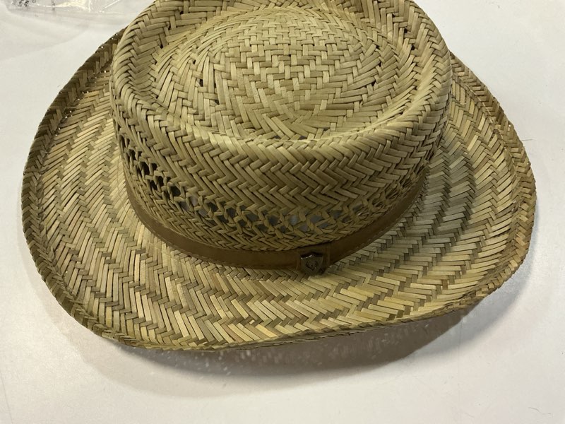 Condition photo showing Good Condition for rush straw gambler hat with wide brim