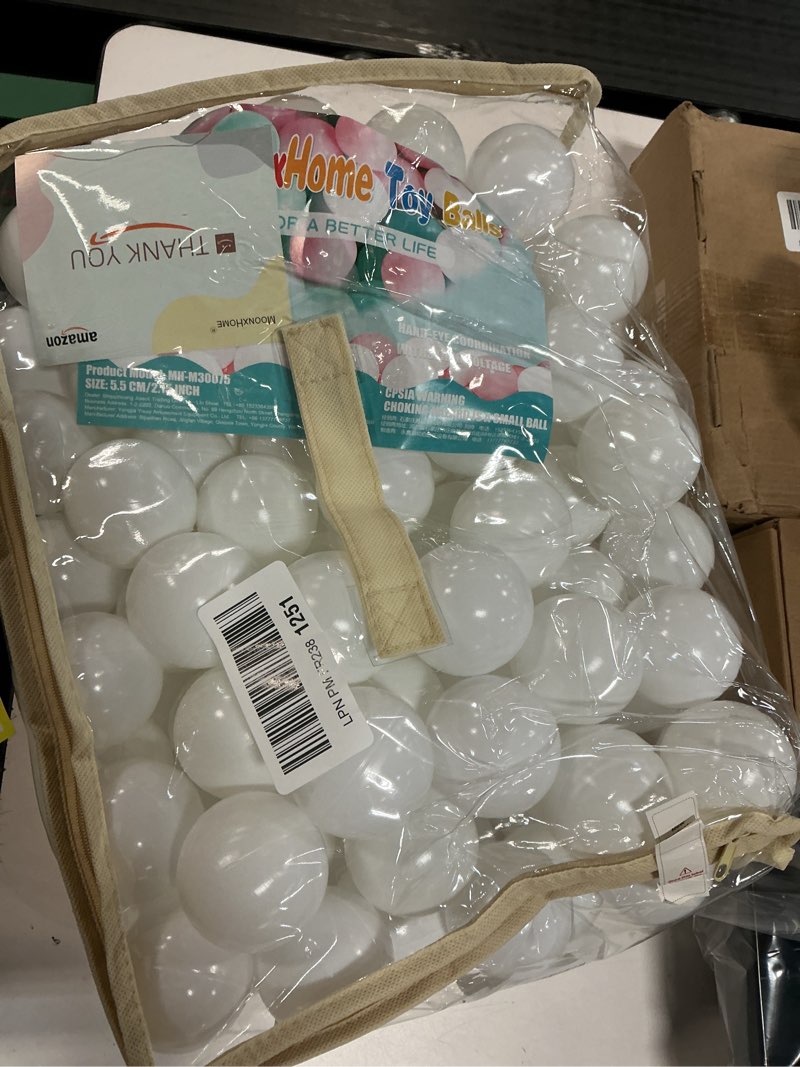 Condition photo showing New/Like New for MoonxHome Ball Pit Balls Crush Proof Plastic Children's Toy Balls Macaron Ocean Balls 2.15 Inch Pack of 100 Pure White