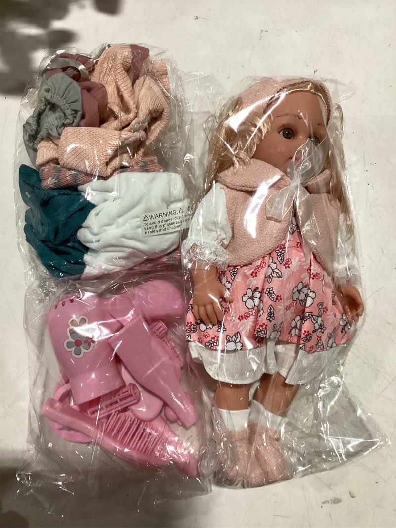 Condition photo showing New/Like New for deao baby doll play set 14 inch baby doll with 3 clothes and accessories girl doll dress up sets,gift for birthdays and christmas l