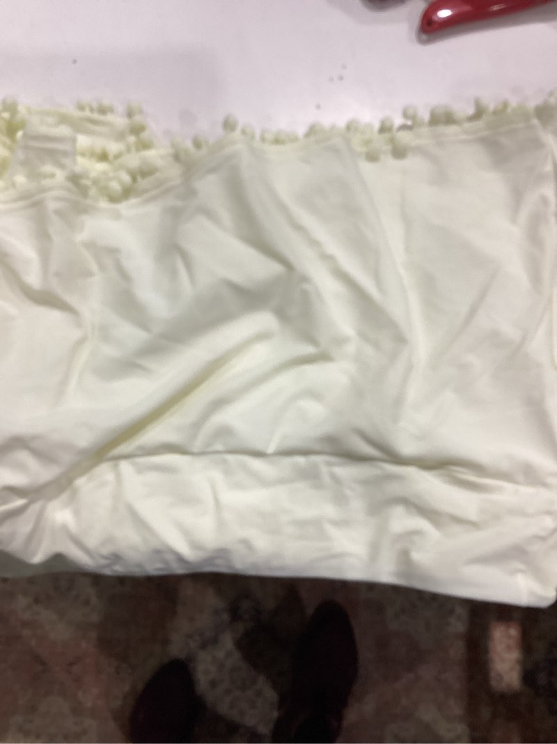 Condition photo showing Good Condition for grapent women's high waisted bikini bottoms ruched swimsuit tulip hem swim skirt x-large e mid waist tassels ivory