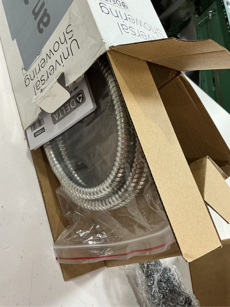 Condition photo showing New/Like New for delta faucet 6-spray suredock magnetic shower head with handheld spray, chrome shower head with hose, showerheads & handheld showers, handheld shower heads, magnatite docking, chrome 75609