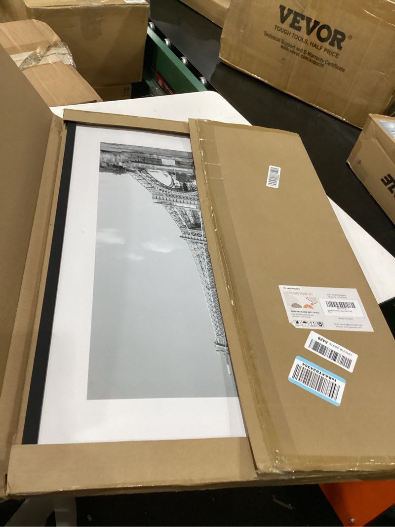 Condition photo showing As Is for upsimples 20x30 poster frame, display pictures 16x24 with mat or 20 x 30 without, wall hanging picture frames, black, 1 pack black 20x30