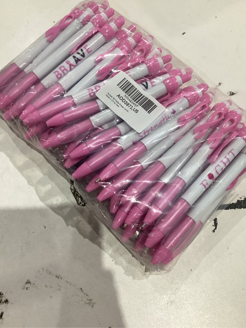 Condition photo showing New/Like New for Aodaer 48 Pieces Breast Cancer Awareness Ballpoint Pens Pink Ribbon Retractable Gel Pen with Soft Grip Comfortable Black Ink Pink and White Pen for Breast Cancer Awareness Party Favors Guests Gifts 48 Pink White