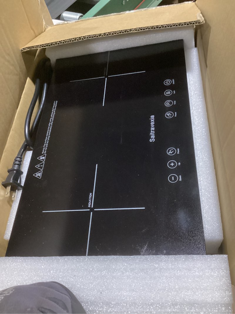 Condition photo showing Good Condition for portable induction cooktop 2 burner, 1800w double induction burner with touch control, timer & safety lock, electric induction stove 110v, cross line panel 12inch-d