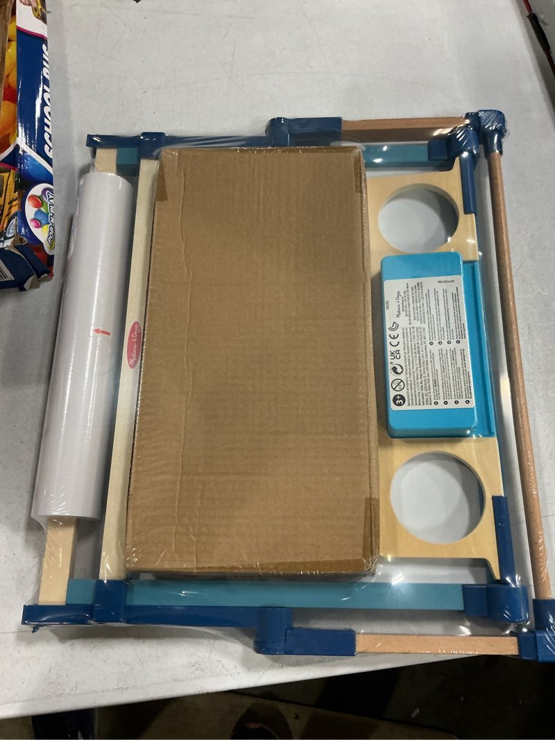 Condition photo showing New/Like New for melissa & doug magnetic tabletop easel, deluxe double-sided wooden art set with chalkboard, dry-erase board, paper roll holder, magnets & art supplies, preschool learning toys for kids ages 3+
