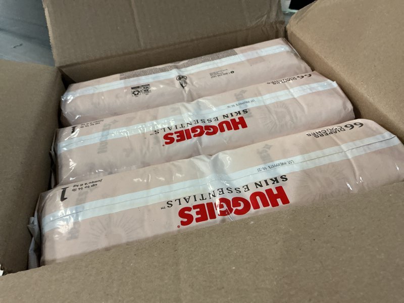 Condition photo showing New/Like New for huggies skin essentials diapers - econ+ pack - size 1 - 198ct