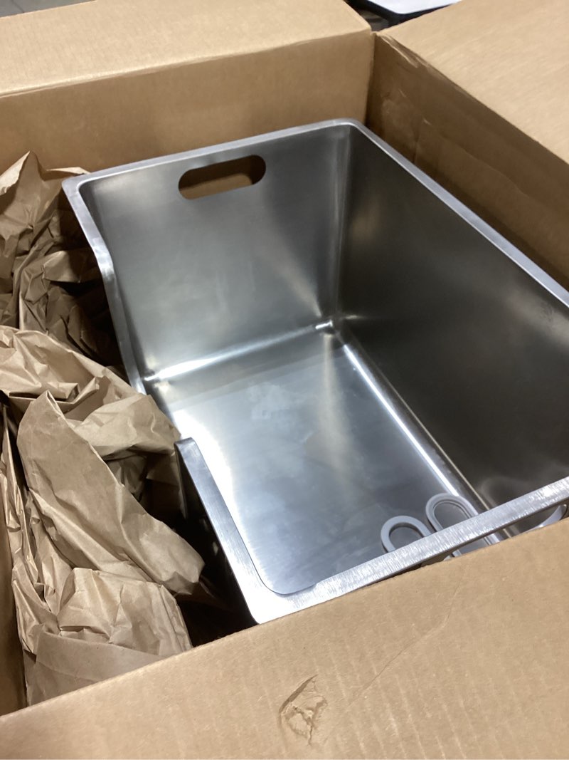 Condition photo showing As Is for stainless steel cat litter box 11.8” high sides, large metal litter box with low entry for big cats, leak-proof pet toilet kitty litter pan with wheels for mobility, easy to clean & non-stick 22.8"l x 14.9"w x 11.8"h