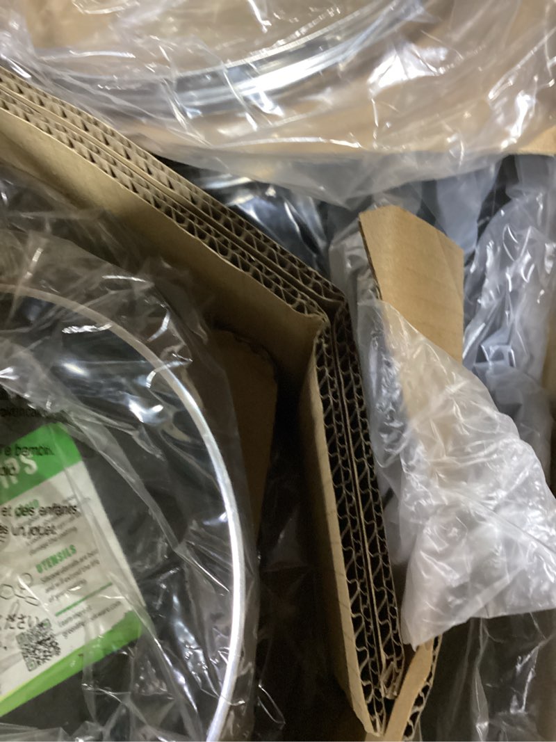 Condition photo showing As Is for greenlife 16 piece nonstick cookware set, soft grip non-toxic pfas-free ceramic pots & pans, dishwasher & oven safe, frying, sauce, saute, utensils, glass lids, stay-cool handles, wobble free, black 16 piece cookware set soft grip black