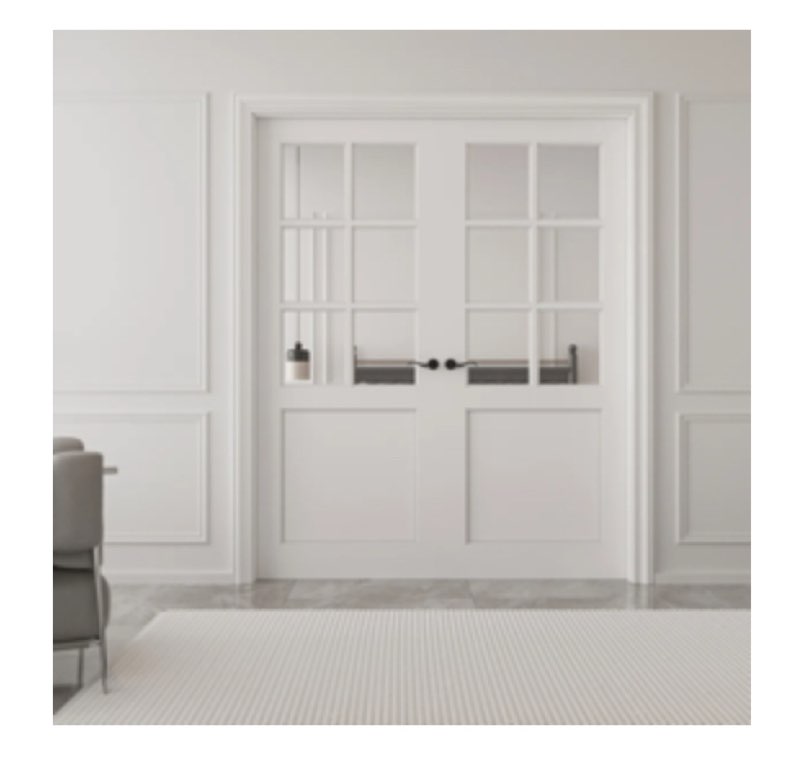 Interior Transparent Glass Doors Solid Wood French Door With Hardware Kit Jamb (Incomplete, 1 door only)