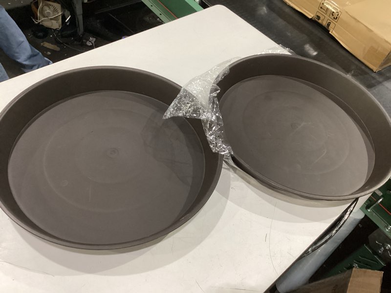 Condition photo showing New/Like New for 2 pack of bird bath bowl 18 19 inch, 2.7" depth, 20 21 22 23 24 25 26 inch heavy duty birdbath bowls only, plastic round large plant saucer dish for garden (19", black)