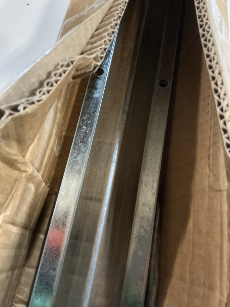 Condition photo showing As Is for 8ft(4ft×2) heavy duty extra wide 3.5" wide v-track for sliding gate,compatible with 4" & 6" v-groove wheels, galvanized steel ground track modular design for driveway, warehouse & industrial gates 8 feet