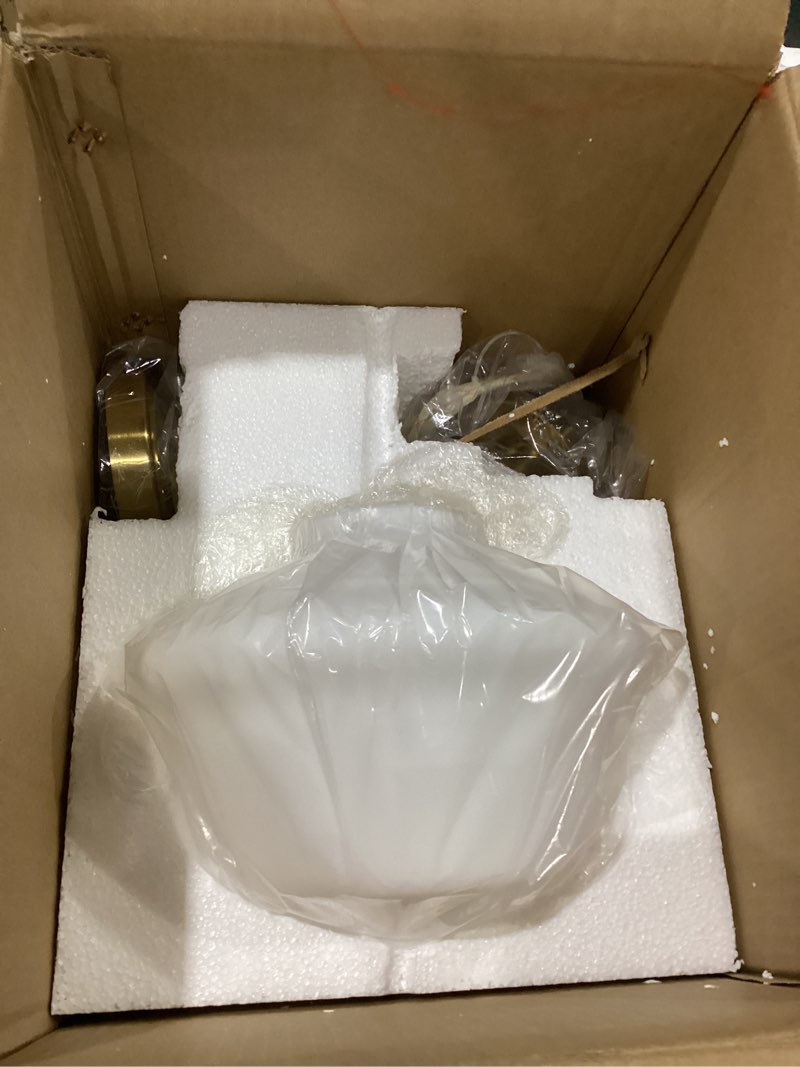 Condition photo showing Good Condition for SAMTEEN Modern Gold Pendant Light Schoolhouse Light Fixture 10-Inch White Glass Pendant Lighting for Kitchen Island Adjustable Height Brass Hanging Light Kit for Dining Room Hallway