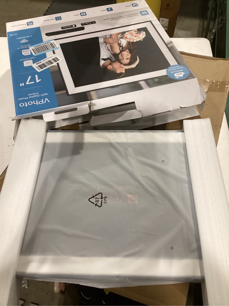 Condition photo showing Good Condition for Large Digital Picture Frame 17 inch WiFi-Photo-Frame - 1280 960 FHD Touchscreen Display, 32GB Electronic Frame, Wall Mounted, Load Photos and Videos from Phone via App Email, for Mom 17\" 1080P 32GB not testes