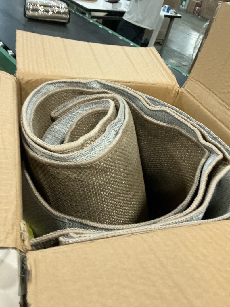 Condition photo showing Good Condition for shacos 2.6x8 ft washable runner rug non slip low pile thin durable farmhouse rug for entryway hallway patio kitchen porch indoor outdoor carpet, brown 2.6'x8'(runner) neutral brown