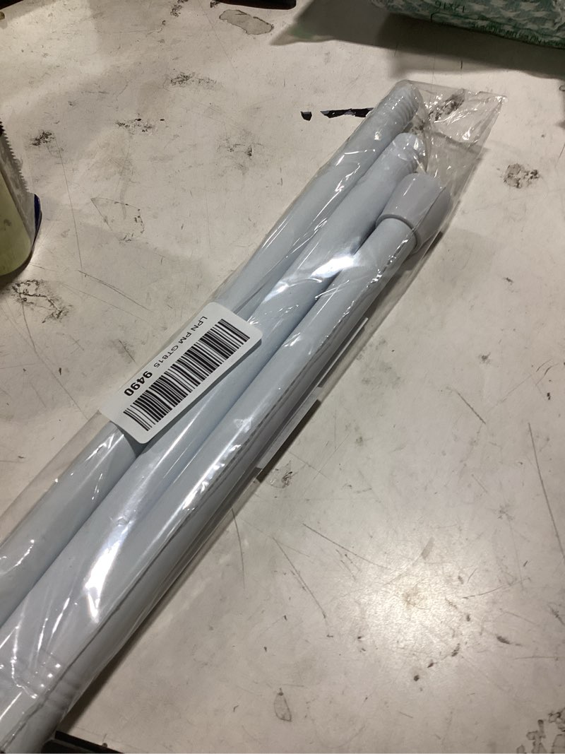 Condition photo showing As Is for white tension curtain rod for windows 28 to 48 inch, adjustable expandable pressure spring curtain rod no drilling, 7/8" curtain rod for bedroom doorway closet door white-1p 28-48 inches