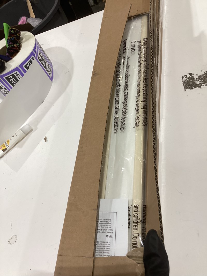 Condition photo showing As Is for LazBlinds Cordless Cellular Shades, No Tools No Drill Light Filtering Honeycomb Shades Pleated Blinds for Windows, 35'' W x 64'' H, Alabaster Light Filtering-alabaster 35'' W x 64'' H