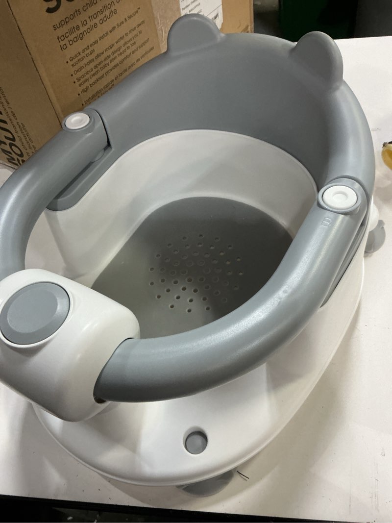 Condition photo showing Good Condition for Baby Bath Seat for Babies 6 Months & up, Non-Slip Toddler Bath Seats for Babies Sitting Up, Safe Infant & Newborn Bathtub Chair with 4 Suction Cups & Soft Cushion for Shower,Gray Baby Gray