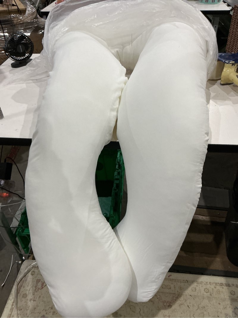 Condition photo showing Good Condition for queen rose pregnancy pillow, u shaped full body pillows for sleeping support, 55 inch maternity pillow for pregnant women with cooling silky cover, white