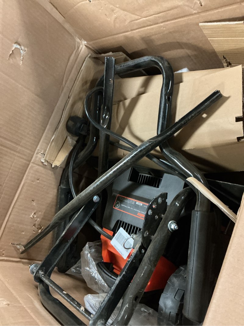 Condition photo showing As Is for lawnmaster 13.5 amp 18” electric tiller – te1318m