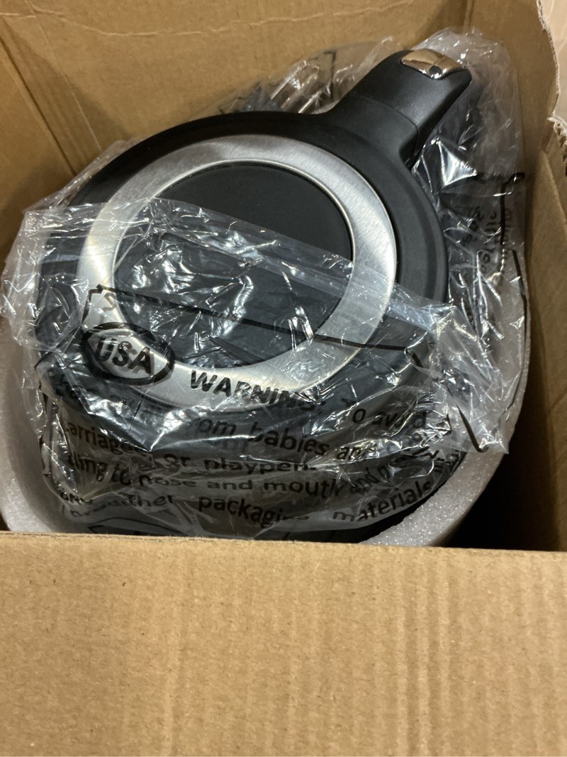 Condition photo showing New/Like New for Elite Gourmet EKT8717 1.7L Dual Wall Cool Touch Electric Tea Kettle, Borosilicate Glass, 304 Stainless Steel Interior, Programmed Digital Touchscreen, Keep Warm, Auto Off & Audible Indicator, Black 1.9 Quarts