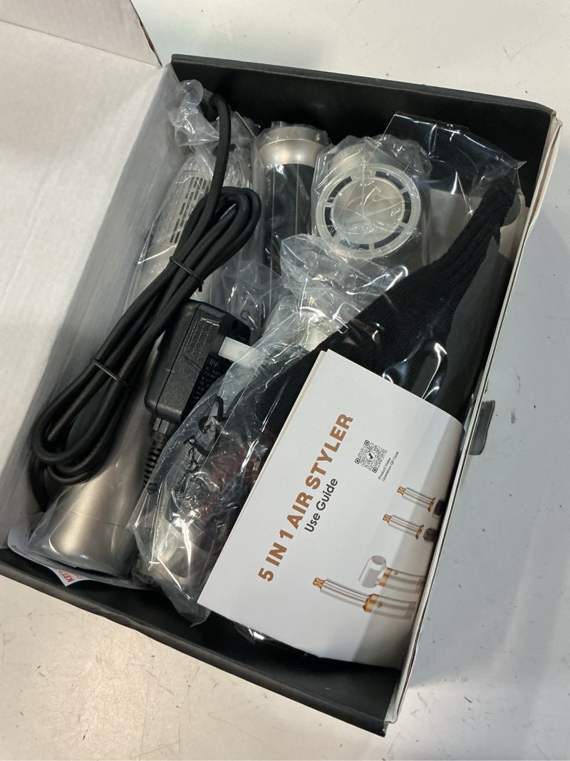 Condition photo showing New/Like New for okwrap 5 in 1 hair dryer brush set, hot air styler with auto wrap curler, detachable blow dry brush for drying, curling, straightening & smoothing champagne gold