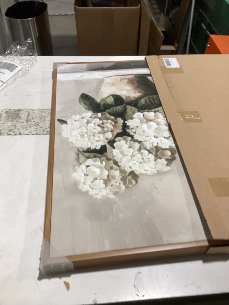 Condition photo showing Good Condition for InSimSea Framed Canvas Wall Art Vintage Decor, Hydrangea Floral Pictures Bathroom Wall Decor Aesthetic, Living Room Bedroom Flower Home Retro Decorations, 16x24inch Blooming Hydrangeas 24"L x 16"W