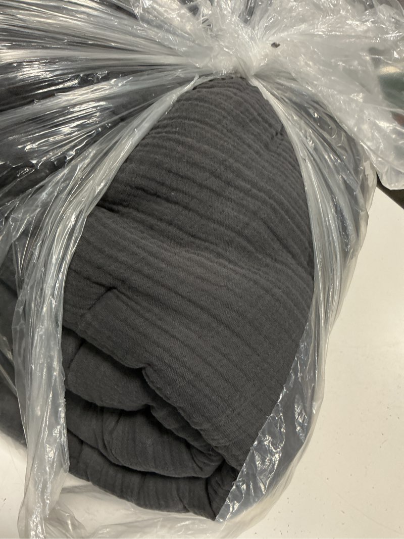 Condition photo showing As Is for organic airy gauze dream quilt, king/cal king, charcoal