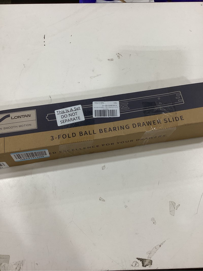 Condition photo showing As Is for LONTAN 5 Pcs Black Center Mount Drawer Slides 22 Inch - Bottom Centered Drawer Mount 3/4 Extension Heavy Duty Drawer Glides for Cabinets, Dressers, and Furniture – Smooth and Quiet Operation 22 Inch 5