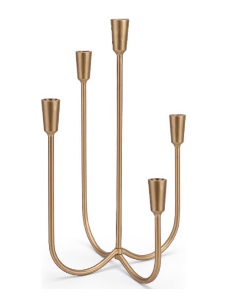 5-Candle Cast Iron Metal Candelabra, 17.7 Inch Candlestick Holders, Iron Tabletop Candelabra, Taper Candle Holders, Cast Iron Candelabra for Wedding, Table, Fireplace Mantel Decor