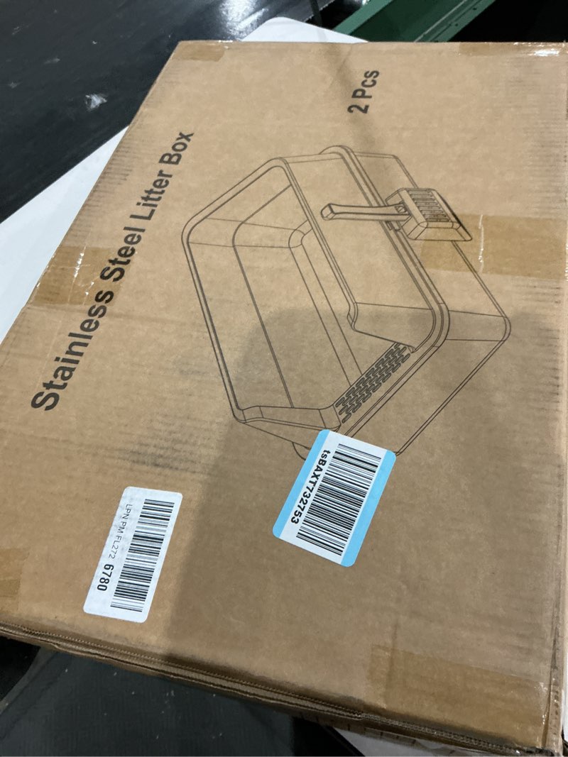 Condition photo showing New/Like New for 2pack stainless steel litter box, extra large cat litter boxes for big cats, xl metal cat litter box with high sides lid, anti-urine leakage, non-sticky, scoop and mat included 2 pack-xl(23" x 14.6" x 10")