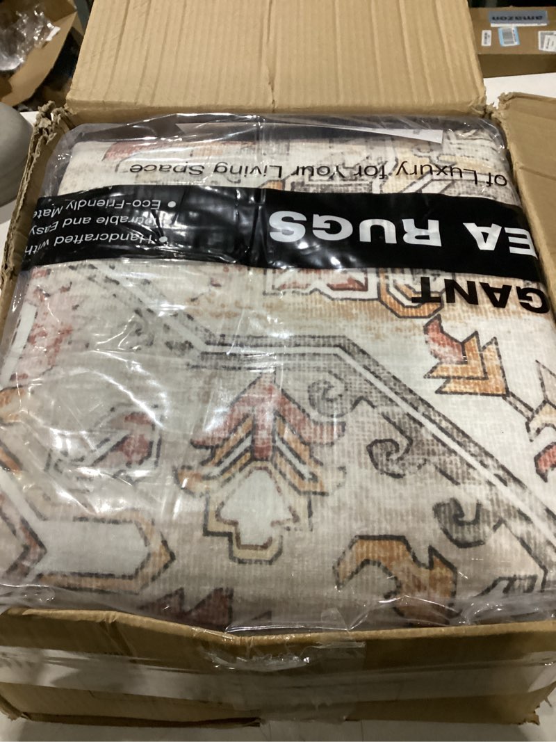 Condition photo showing Good Condition for zesthome area rugs 6x9, large rugs for living room, stain resistant washable rug, rugs for bedroom with non slip backing, ultra-thin vintage 6x9 area rug orange/beige 6' x 9' (rectangular)