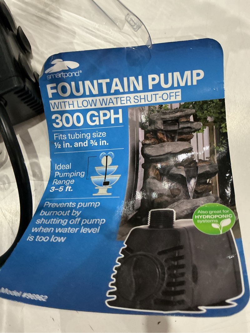 smartpond 300 -gph submersible corded electric fountain pump