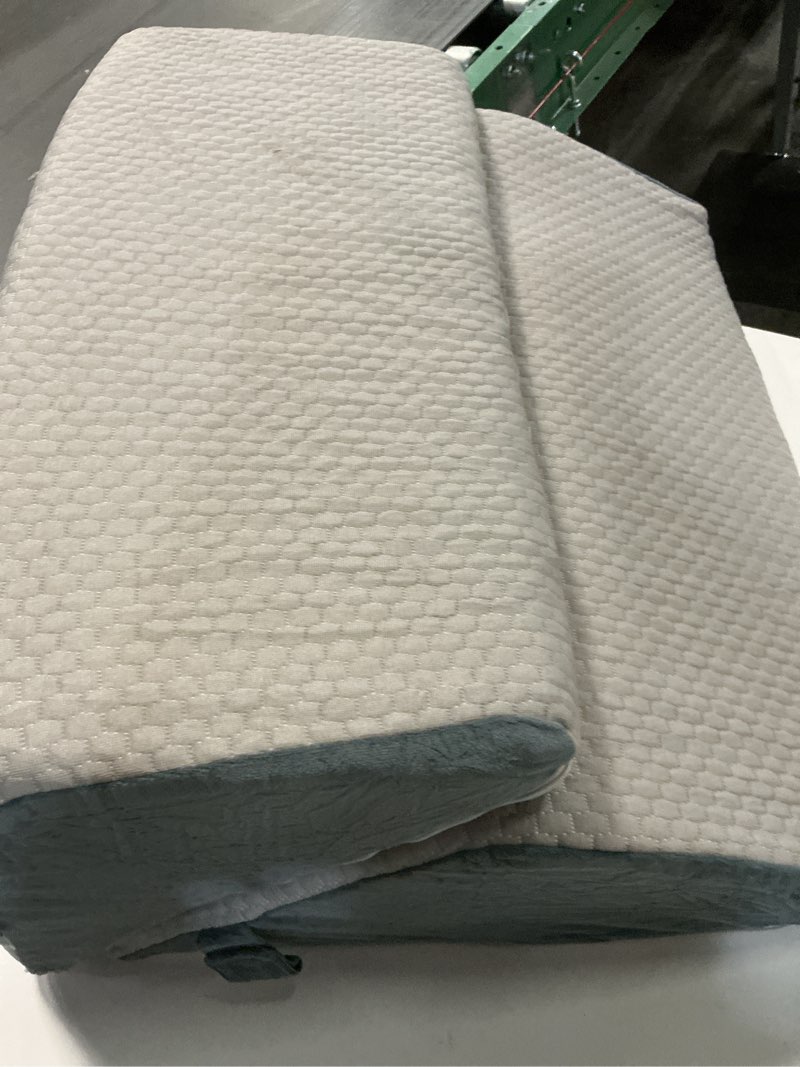 Condition photo showing As Is for Sasttie Wedge Pillow Set for After Surgery, 2PCS Adjustable Bed Wedge Pillow Headboard with Memory Foam Neck Cushion – for Acid Reflux, Sleeping, Neck & Back Support, Dark Grey Adjustable 9&12 Inch + 1 Head Pillow Dark Grey