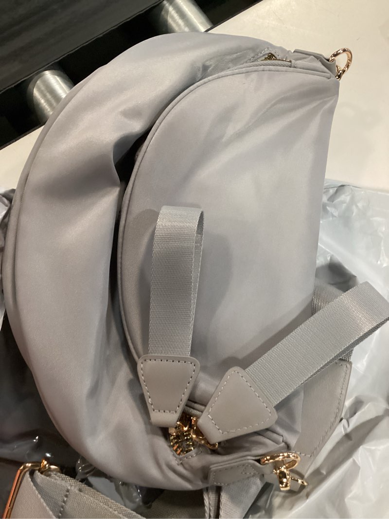 Condition photo showing Good Condition for pure colour crossbody bum bags for women spacious checkered cross body bag nylon trendy fanny pack for travel light grey